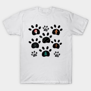 Paw print with Christmas symbols ugly christmas sweater T-Shirt